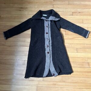 Fisherman Out of Ireland Brown Donegal Tweed Longline Button Cardigan Large